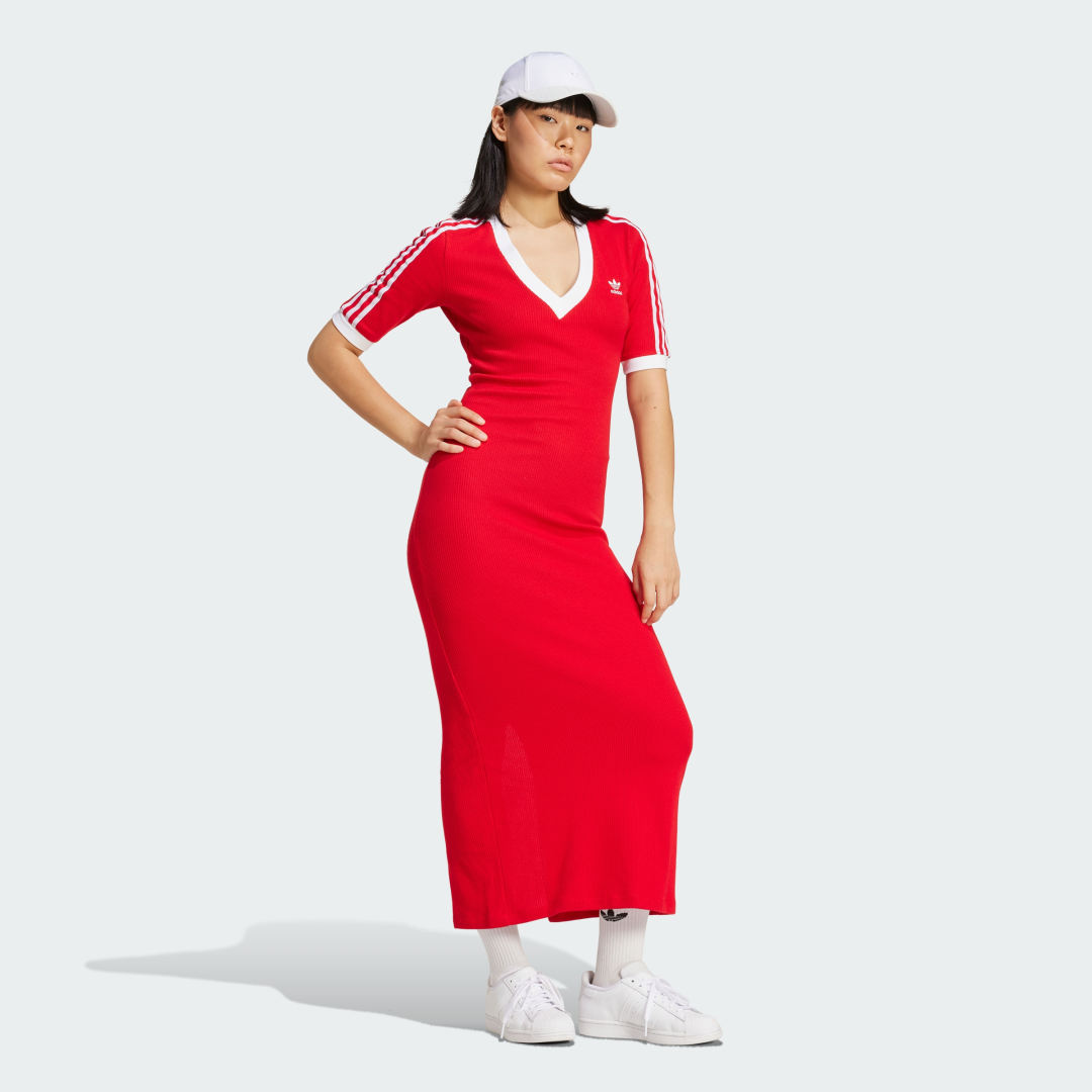Adidas Adicolor 3-Stripes Knit V-Hals Jurk