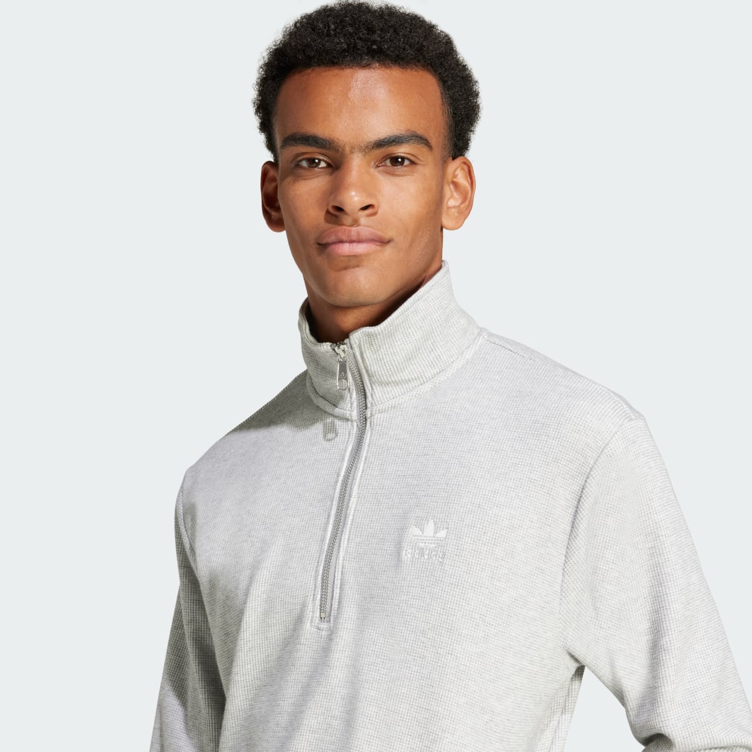 Adidas Trefoil Essentials Waffle Sweatshirt met Halflange Rits