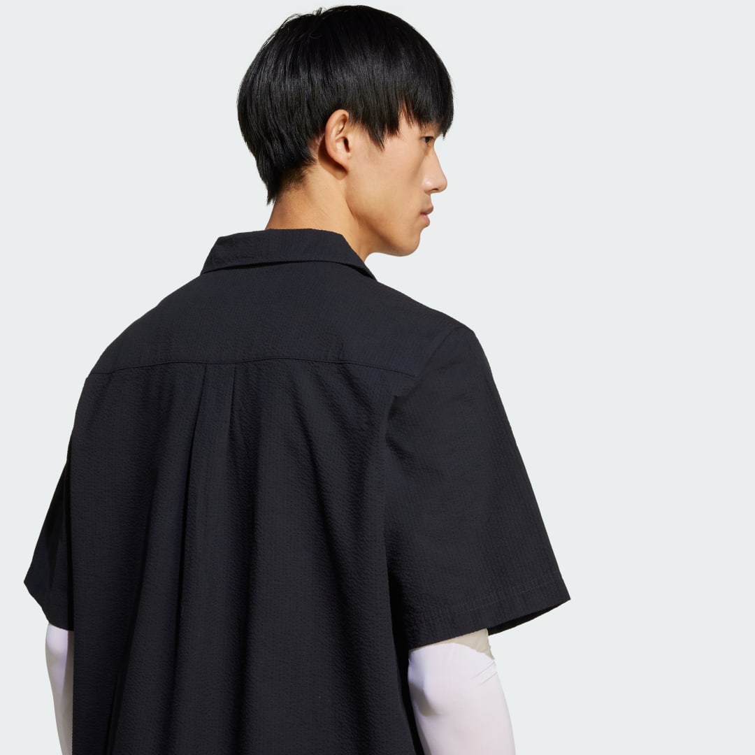 Adidas Essentials Seersucker Overhemd met Korte Mouwen