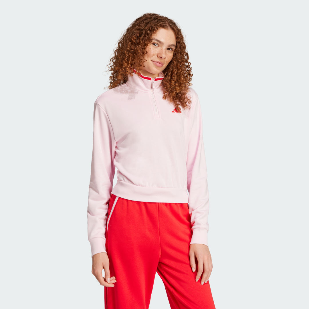 Adidas Essentials Color Pop French Terry Crop Trainingsjack met Korte Rits