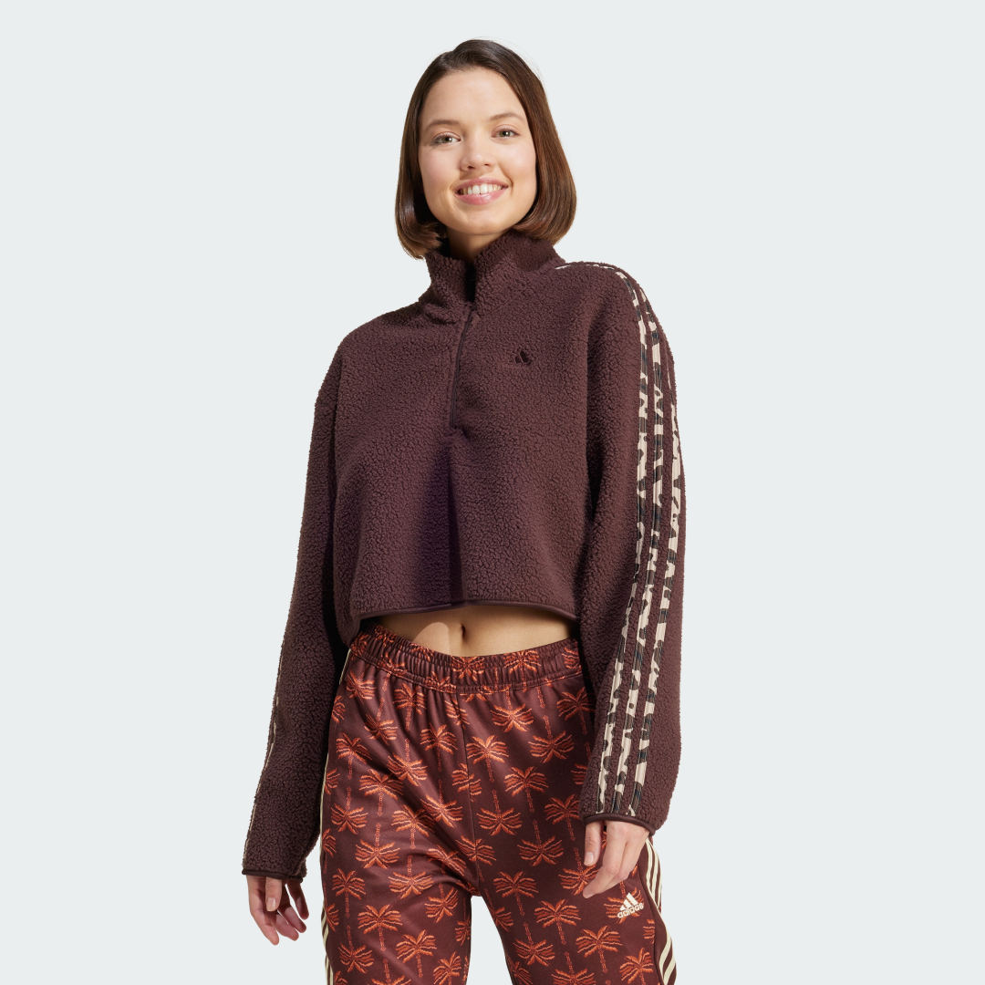 Sudadera corta Essentials Animal Print High Pile 1/4 Zip 3 bandas