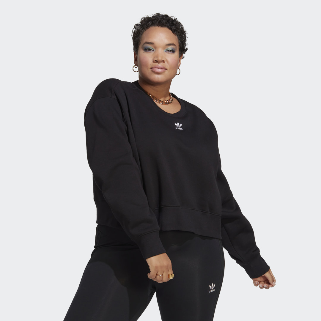 adidas Adicolor Essentials Crew Sweatshirt (Plus Size) Black 1X Womens