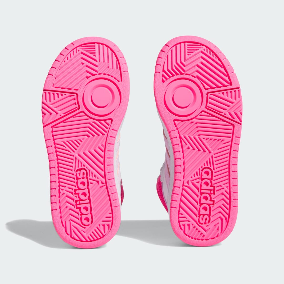 

adidas Tenis Hoops Mid Niño, Blanco/orchid fusion/lucid rosa