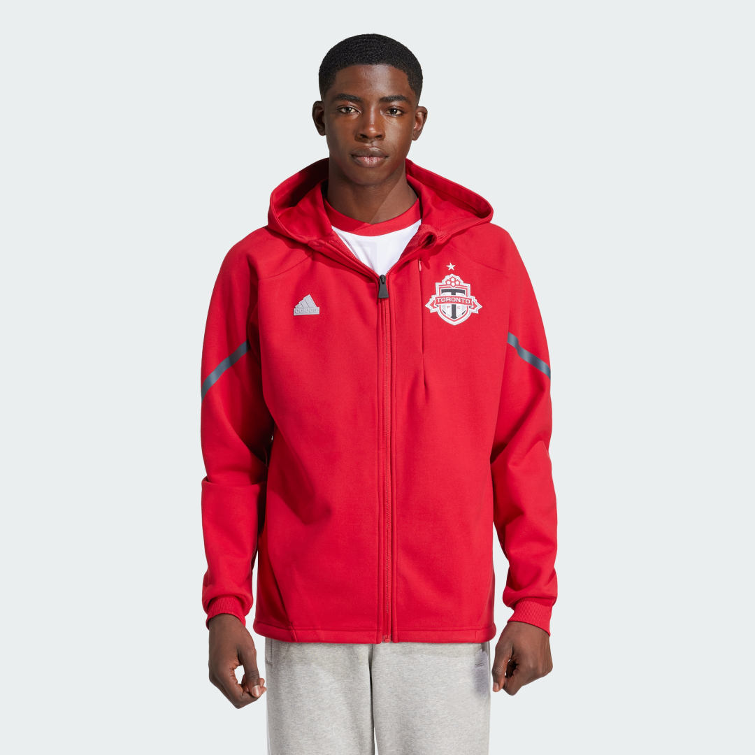 Image of adidas Toronto FC Designed for Gameday Anthem Jacket Team Power Red 2 XL - Men Soccer Sweatshirts & Hoodies