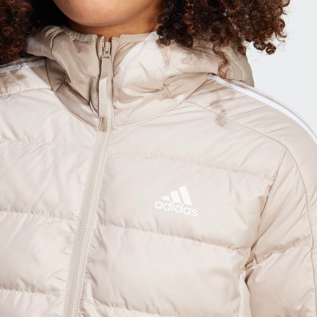 Adidas Essentials 3-Stripes Light Donsparka met Capuchon
