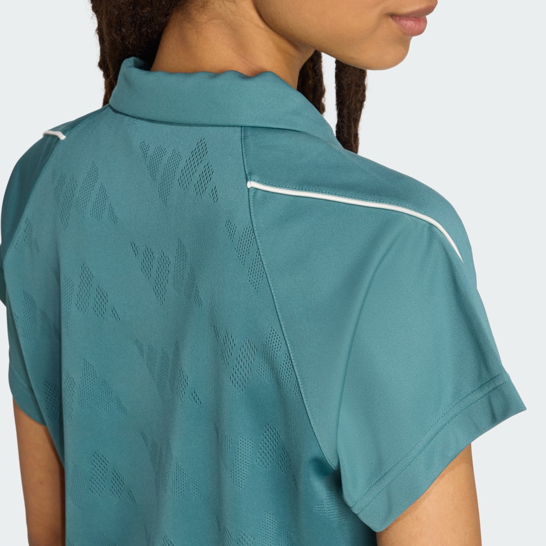 Adidas Stadium 3-Stripes Tennis Inspired Jacquard Polo T-shirt