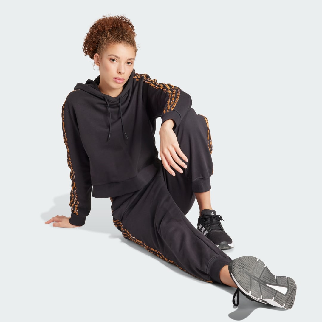 Adidas Sportswear Essentials 3-Stripes Animal Print Relaxed Hoodie