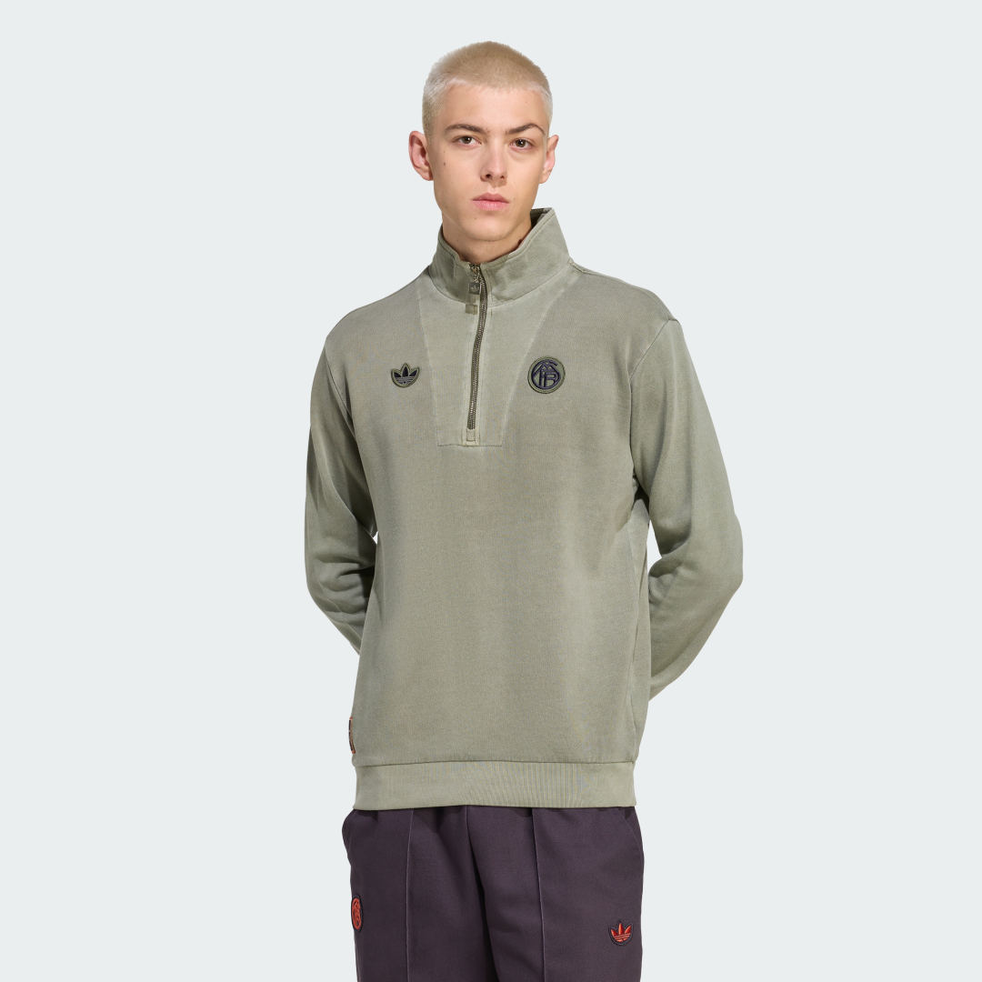Adidas FC Bayern München Terrace Icons Sweater met Halflange Rits