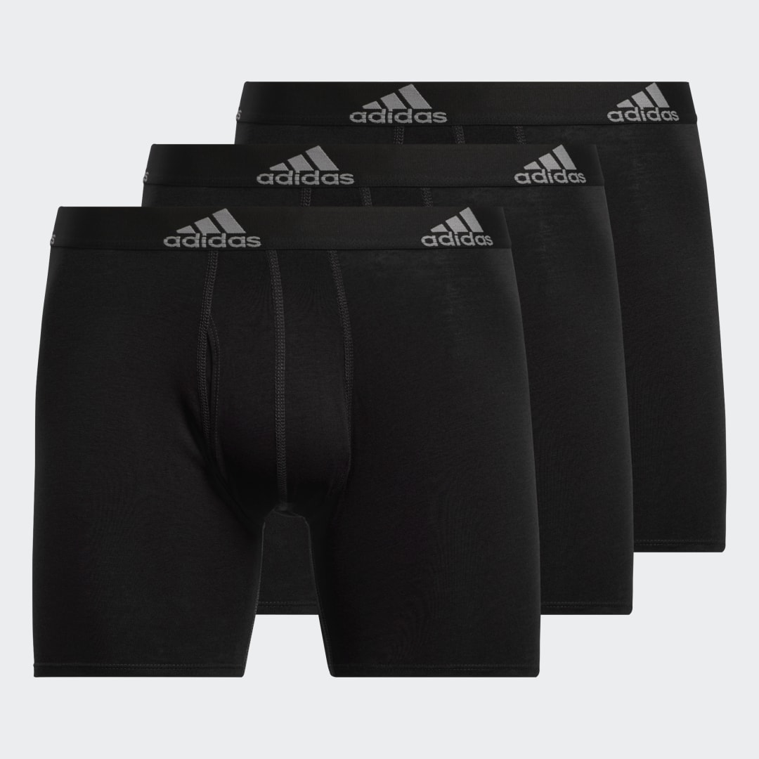 adidas Stretch Cotton Boxer Briefs 3 Pairs (Big and Tall) Black 2XL Mens