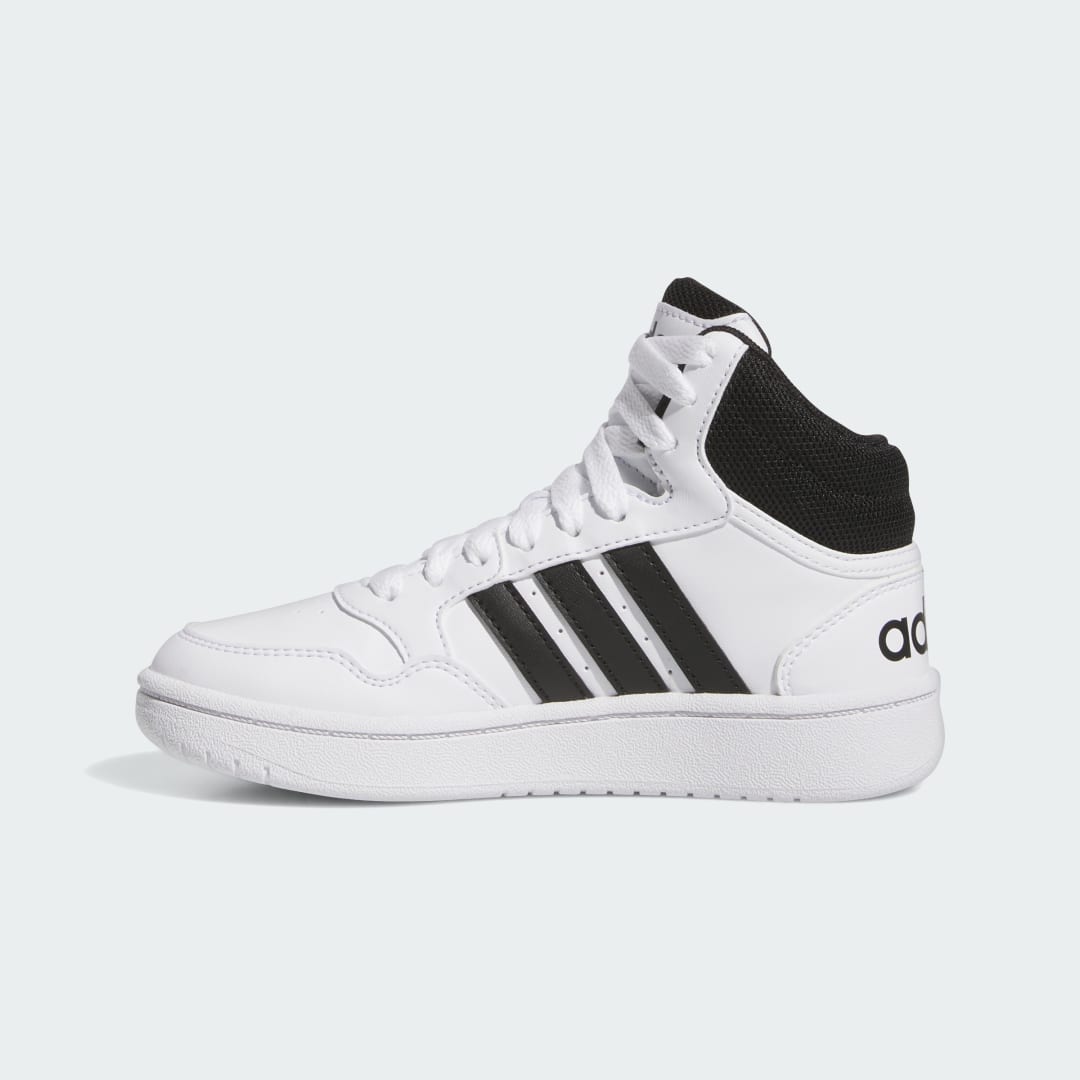 

adidas Tenis Hoops Mid Niño, Blanco/negro/negro