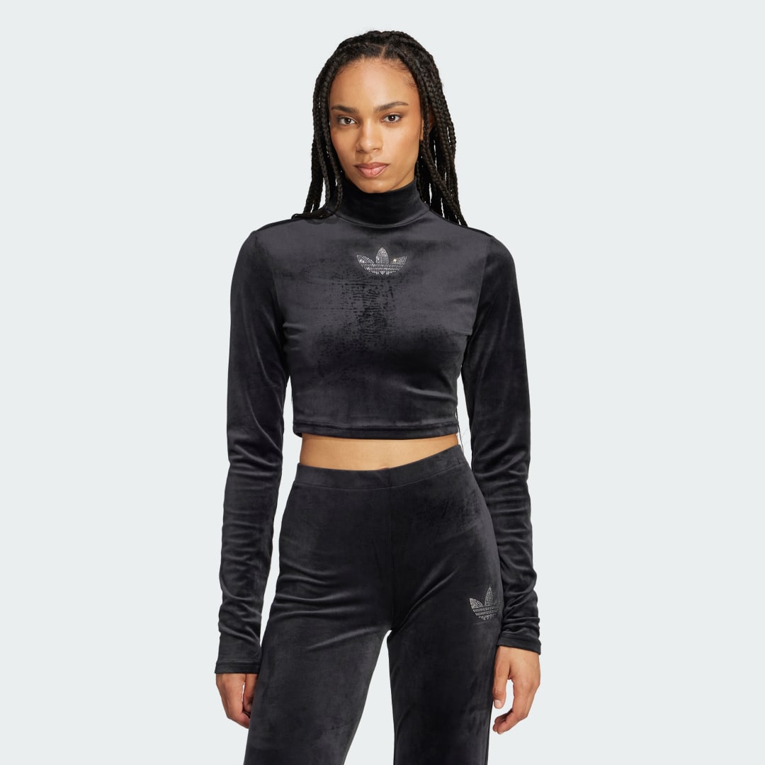 Adidas Originals Kort sweatshirt met opstaande kraag en siersteentjes