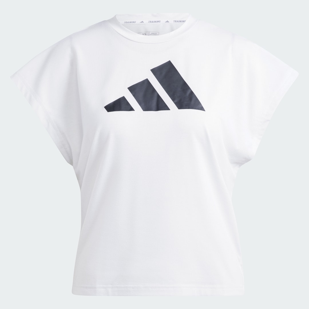 

adidas Playera Train Icons Training Regular Fit Logo Mujer, Blanco/negro
