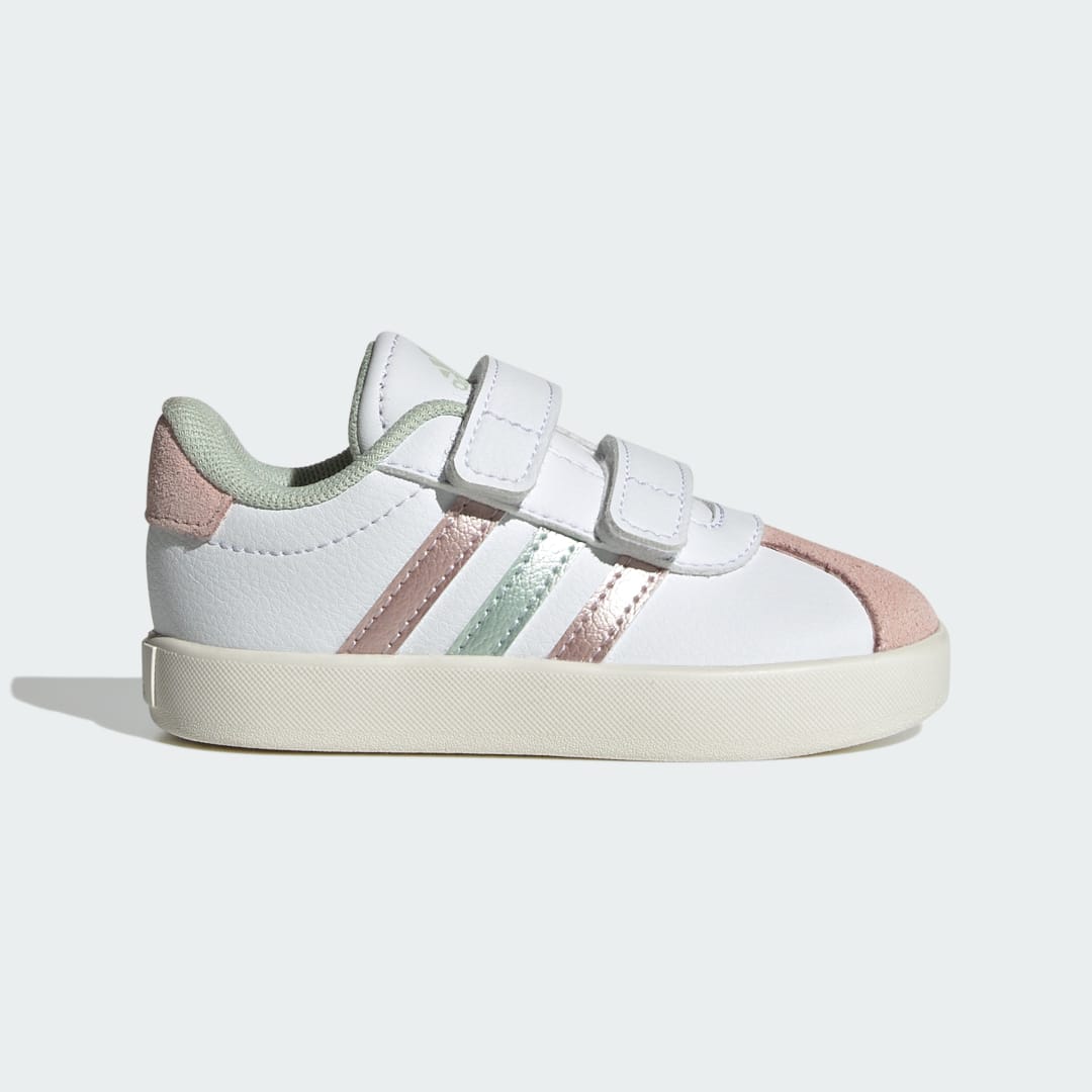 Adidas Vl Court 3.0 Skateboard Kids Cloud White / Linen Green Met. / Sandy Pink Met.