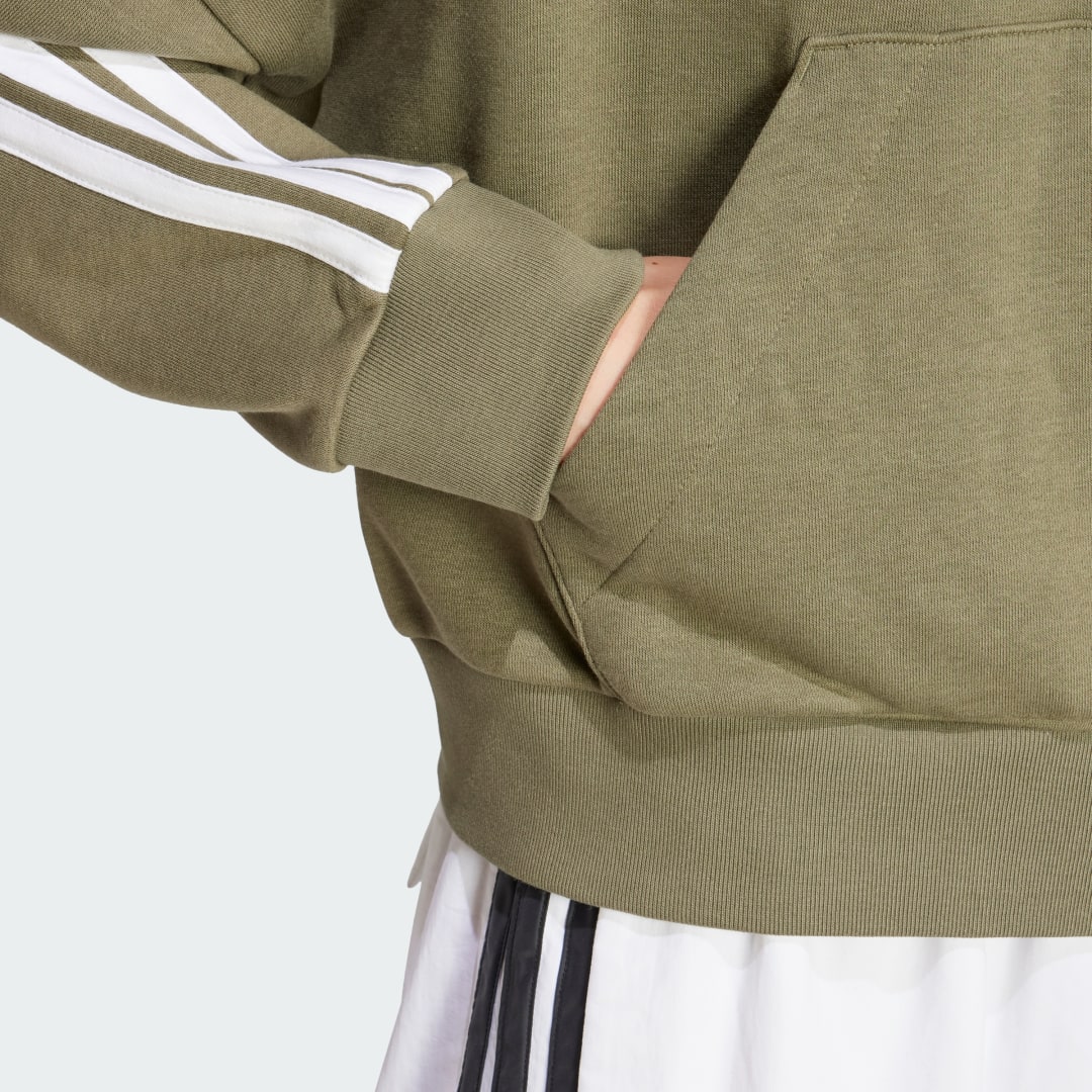 Adidas Essentials 3-Stripes French Terry Hoodie met Korte Rits