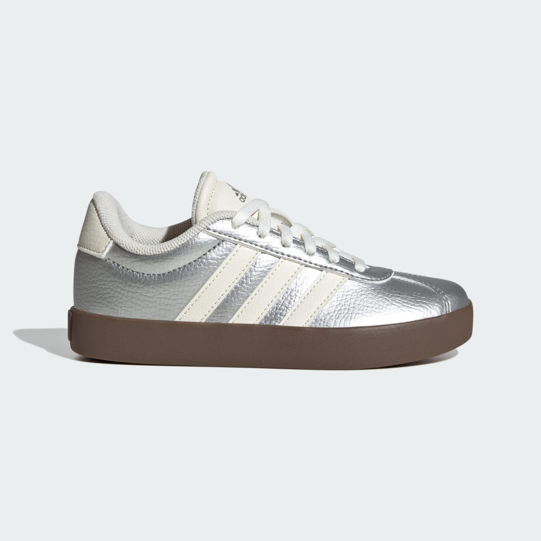 Adidas Vl Court 3.0 Shoes Kids Silver Metallic / Off White / Gum