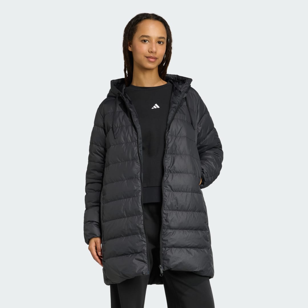 Adidas Essentials CLIMAWARM 3-Stripes Light Down Parka met Capuchon