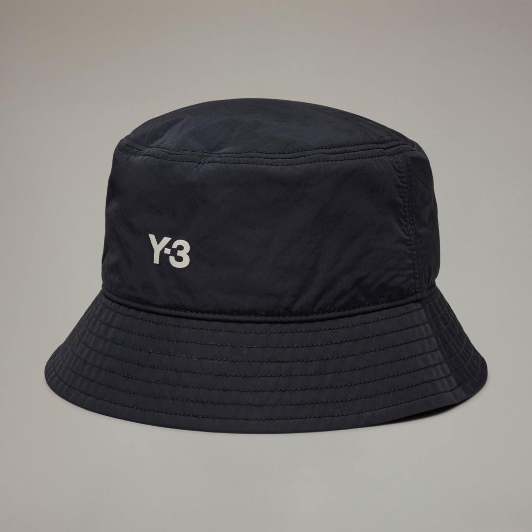 Y-3 Zwarte Synthetische Bucket Hat met Leren Voering Black Unisex