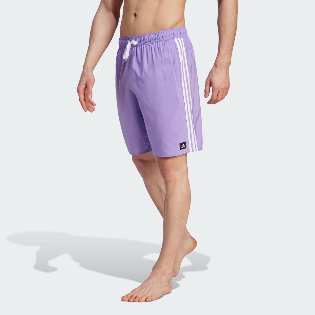 

adidas Shorts de Natación CLX 3 Franjas Hombre, Violeta fusion/blanco