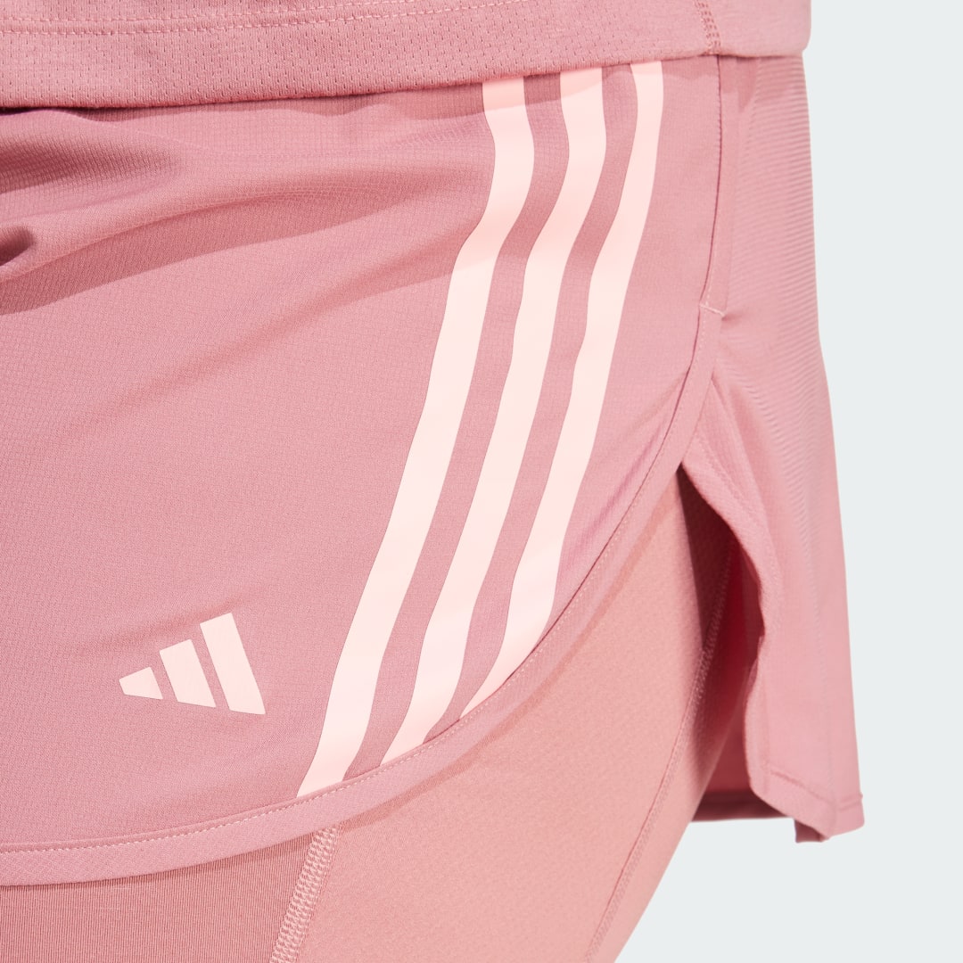 

adidas Shorts Own The Run 3 Franjas 2 en 1 Mujer, Preloved crimson