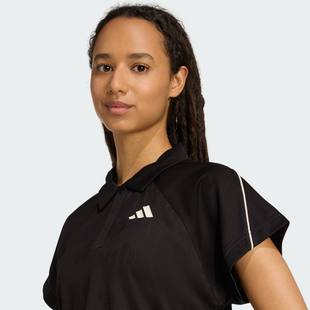 Adidas Stadium 3-Stripes Tennis Inspired Jacquard Polo T-shirt