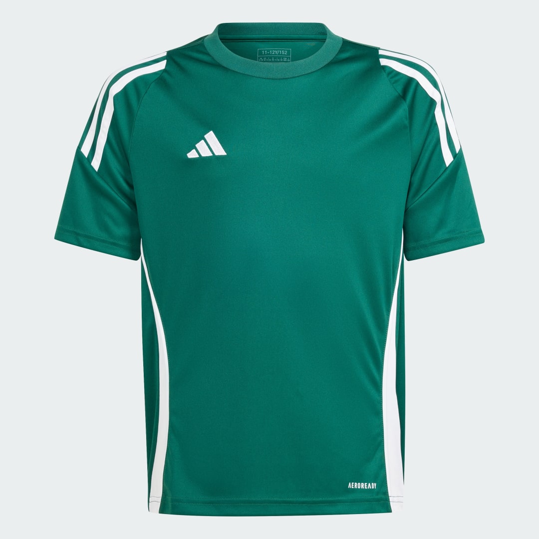 Adidas Perfor ce voetbalshirt donkergroen wit Sport t-shirt Gerecycled polyester Ronde hals 176