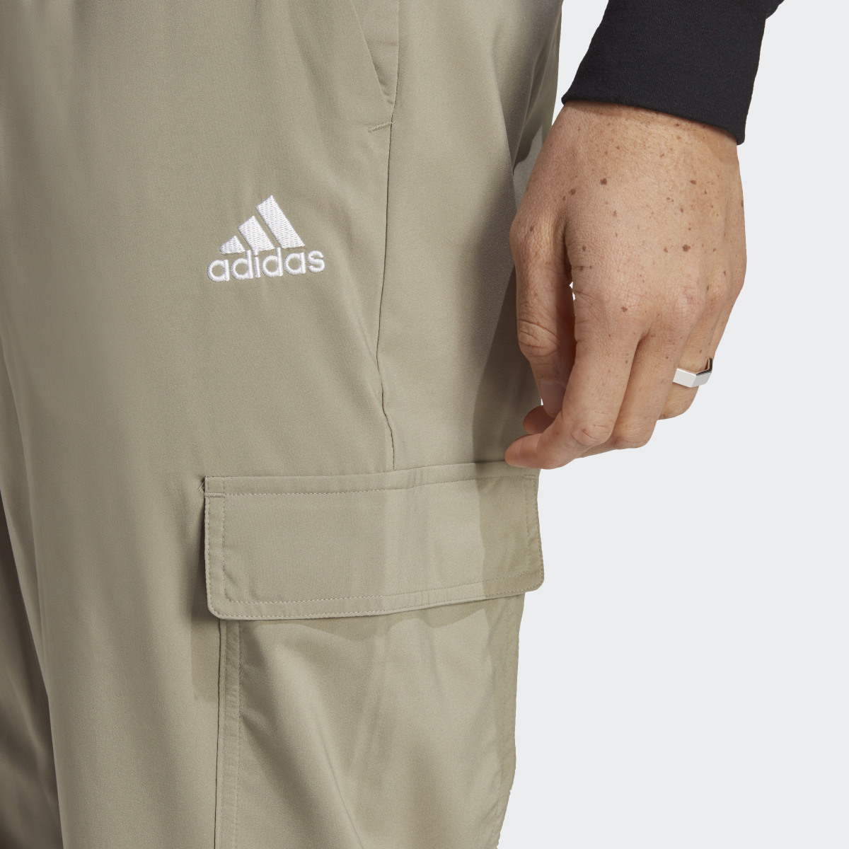 Adidas Essentials Small Logo Woven Cargo Ankle-Length Pants. 5