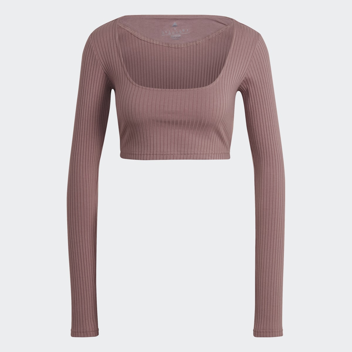 Adidas Studio Lounge Ribbed Cropped Long Sleeve Tee. 5