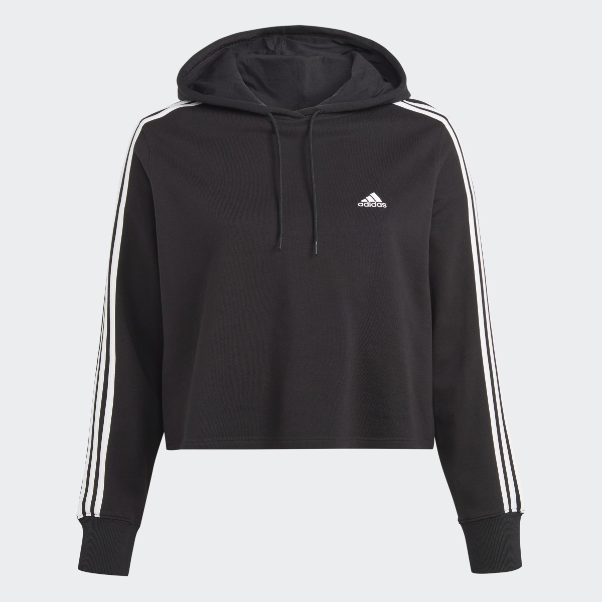 Adidas Sweat-shirt à capuche court en molleton à 3 bandes Essentials (Grandes tailles). 5