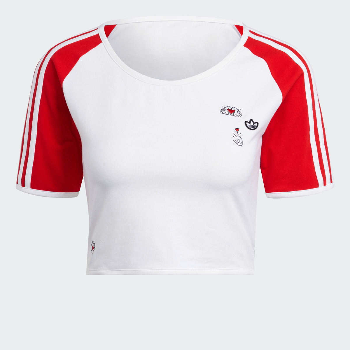 Adidas Mickey Mouse x Originals 3-Stripes Icon For Her Baby Tee. 5