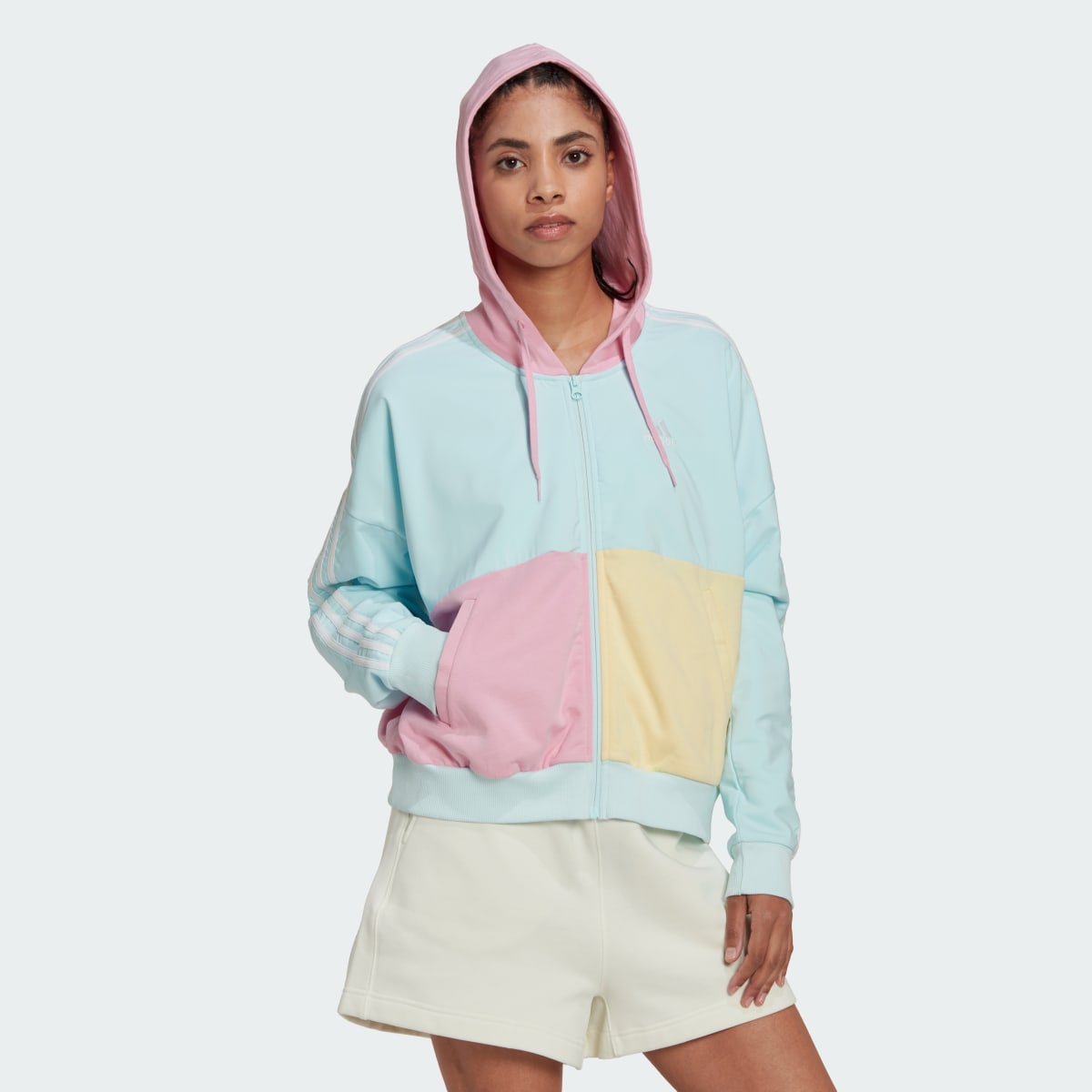 Adidas Essentials 3 Stripes Colorblock Full Zip Hoodie HN5450