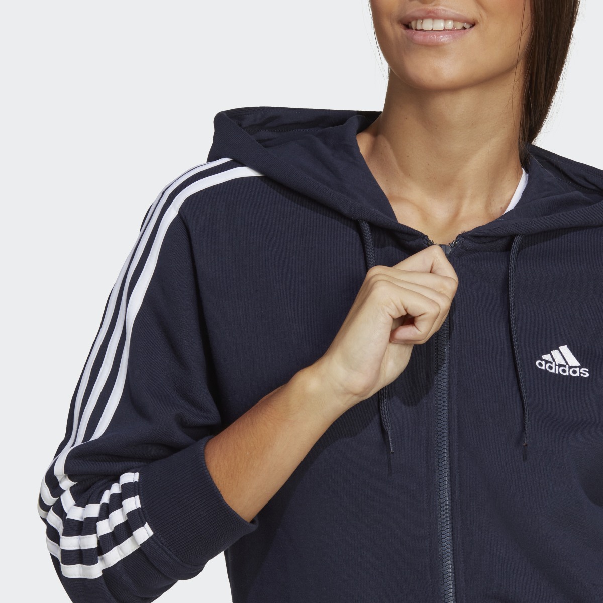 Adidas Veste à capuche entièrement zippée en molleton à coupe standard Essentials 3-Stripes. 6