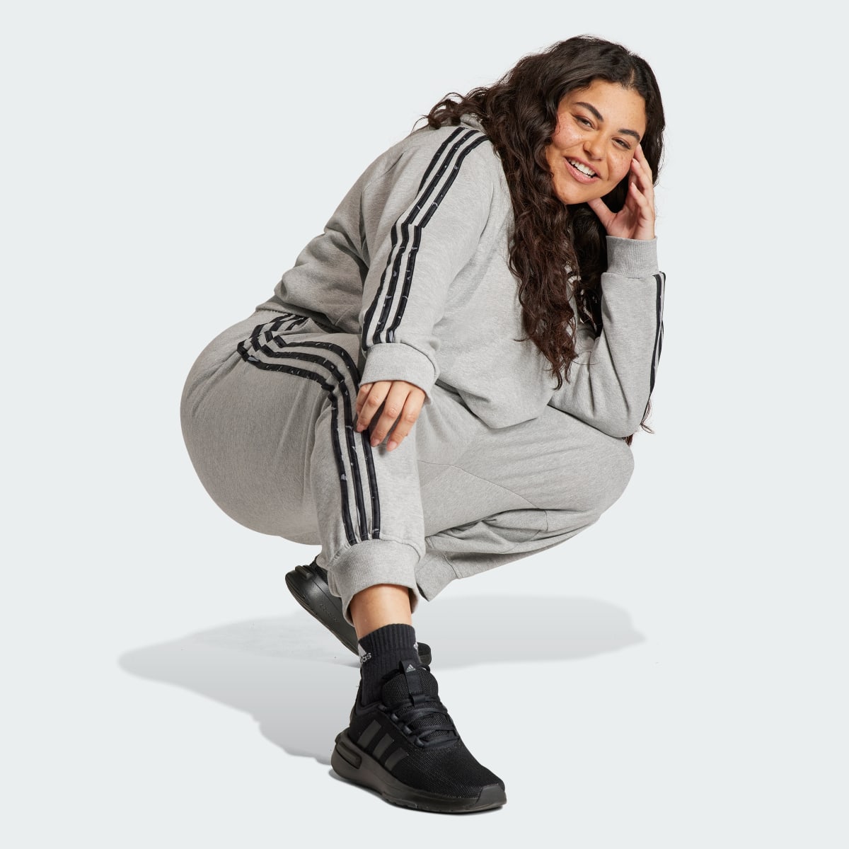 Adidas Essentials 3-Stripes Animal Print Relaxed Hoodie (Plus Size). 4