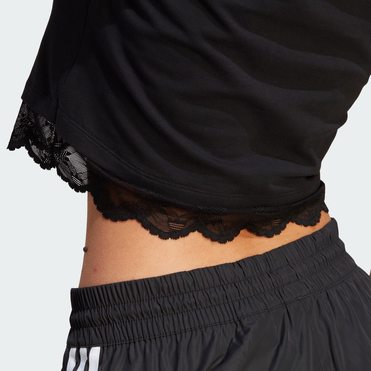 Adidas Cropped Lace Trim Tee. 7