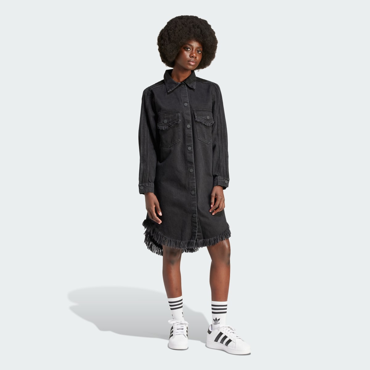 Adidas Originals x KSENIASCHNAIDER Fringe Shirt Dress. 5