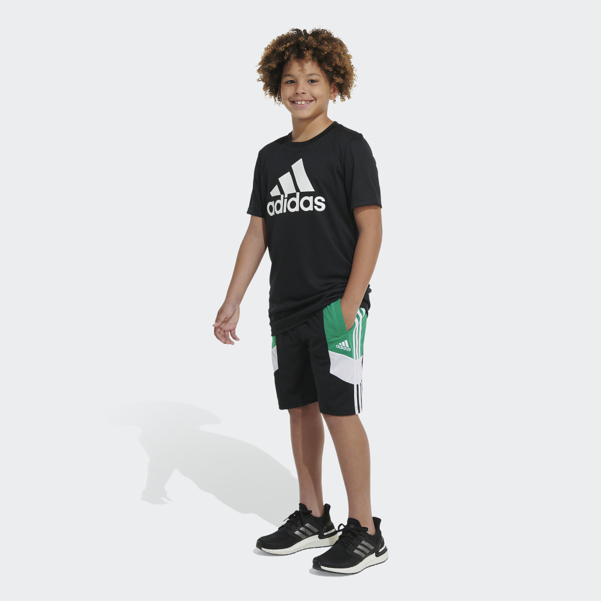 Adidas Elastic Waistband Sportswear Color Block Shorts. 5