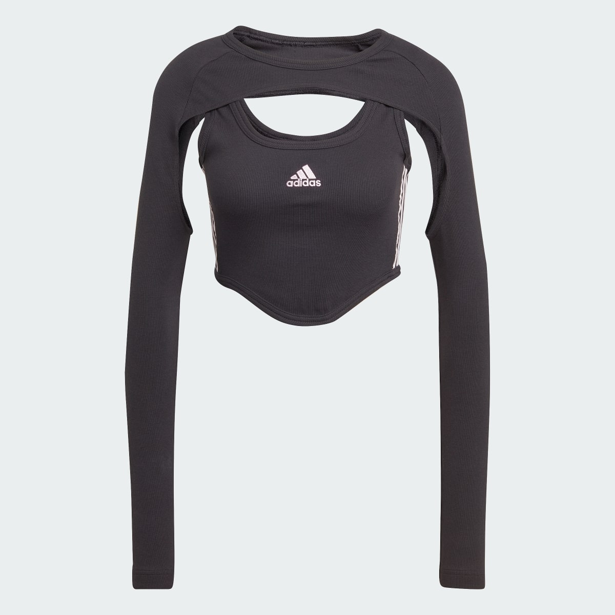 Adidas Dance 3-Stripes Ribbed Fitted Top with Detachable Sleeves. 4