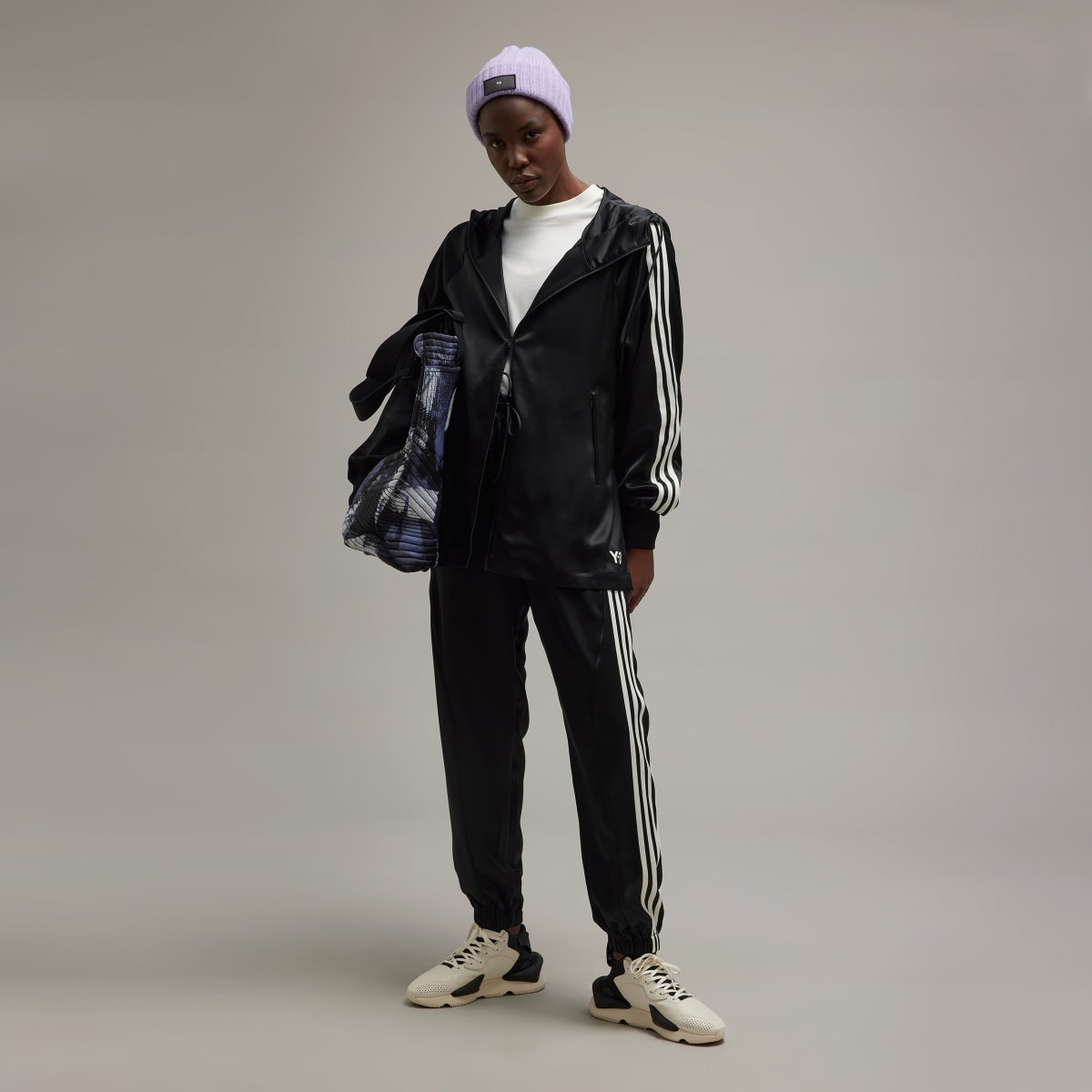 Adidas Veste à capuche soyeuse zippée 3 bandes Y-3 Tech. 4