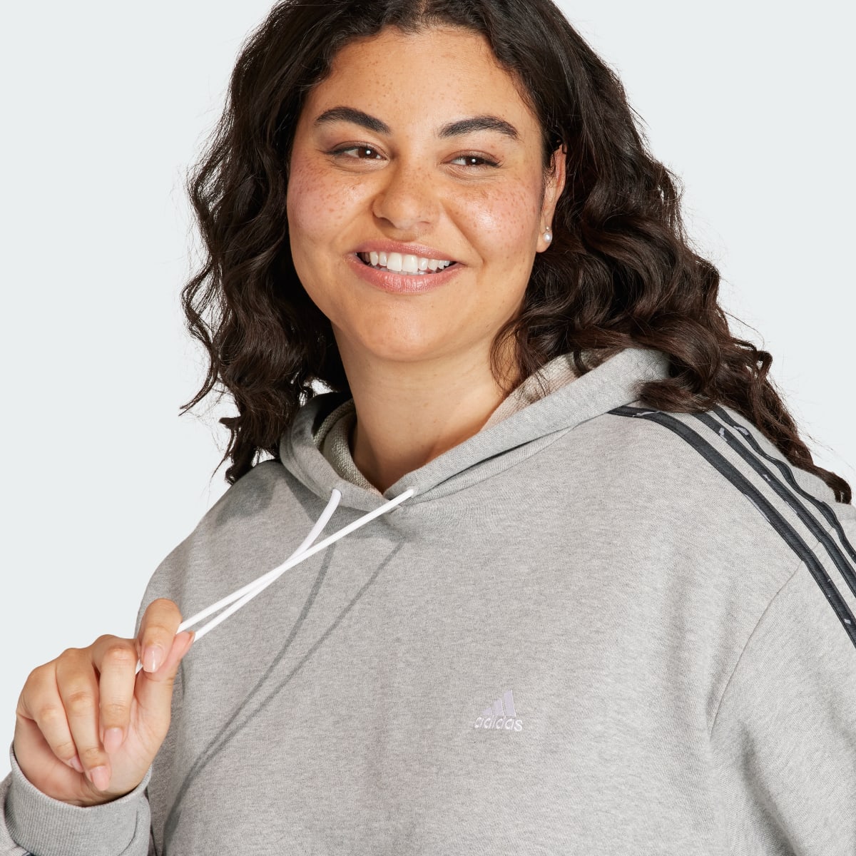 Adidas Essentials 3-Stripes Animal Print Relaxed Hoodie (Plus Size). 6