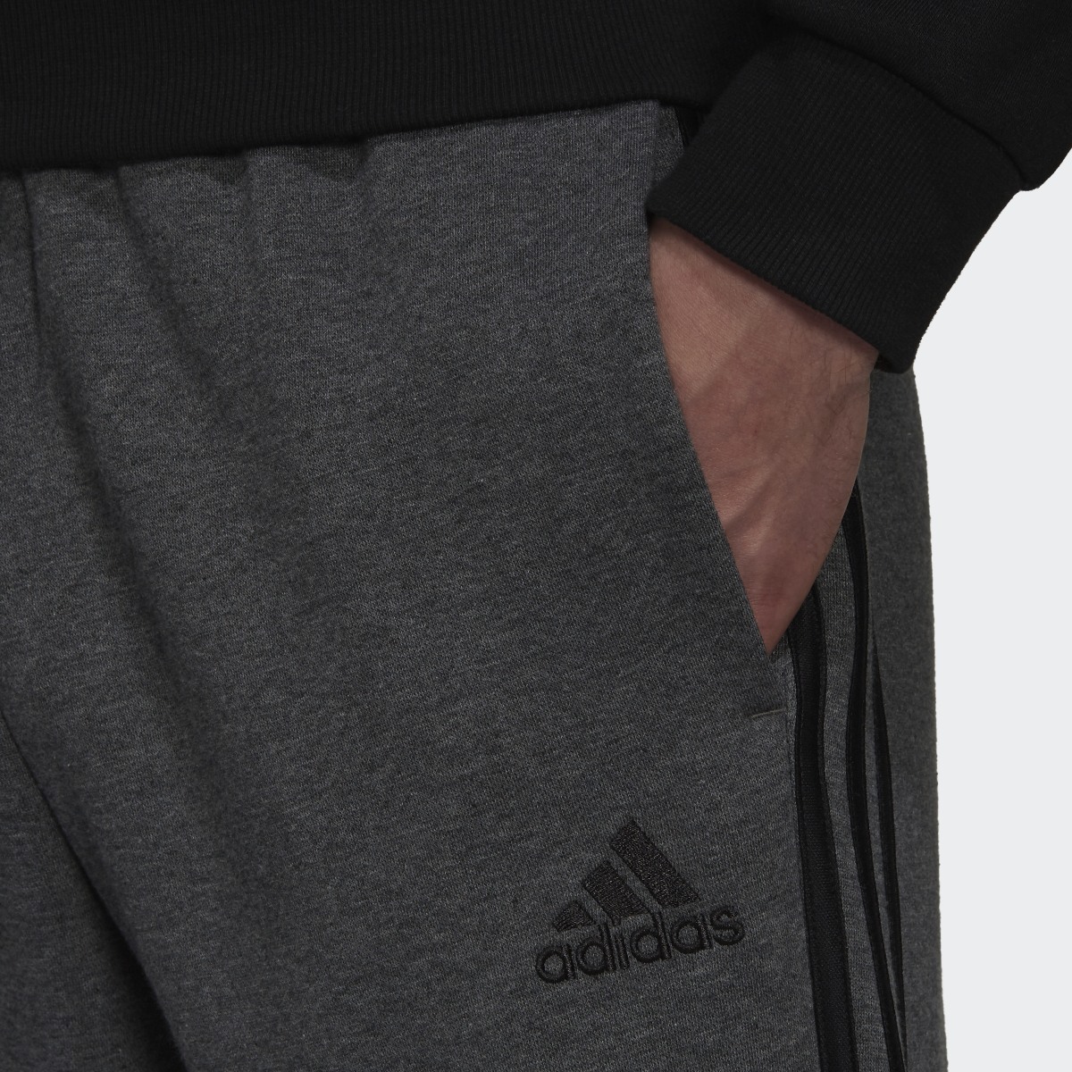 Adidas Essentials Fleece Open Hem 3-Stripes Joggers. 5