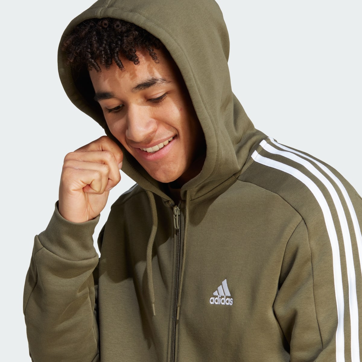 Adidas Veste à capuche entièrement zippée molleton 3 bandes Essentials. 6