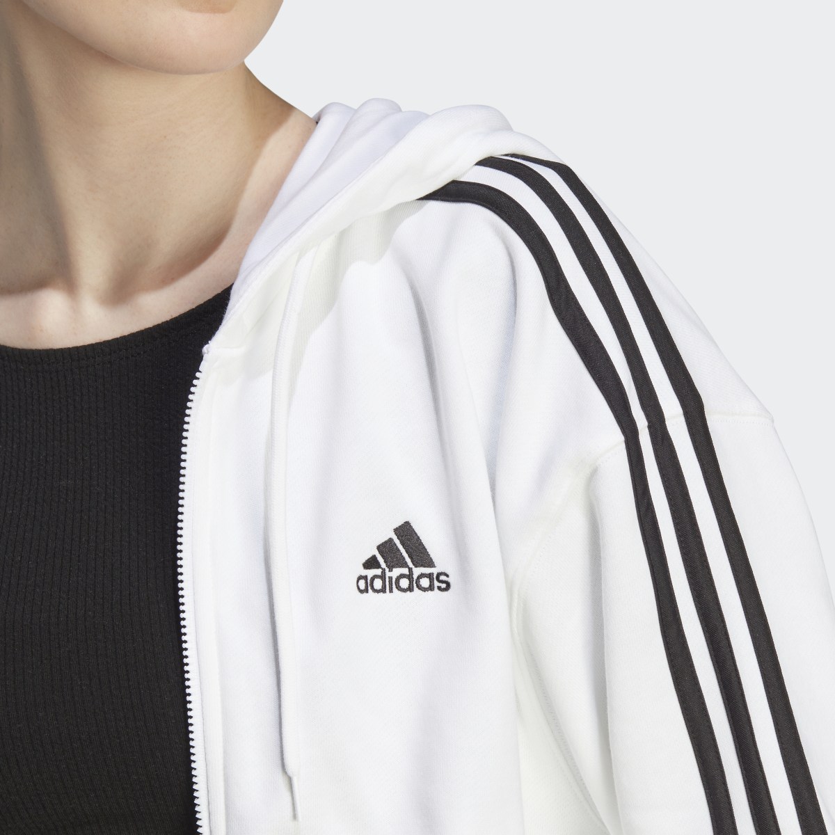 Adidas Veste bomber à capuche entièrement zippée en molleton Essentials 3-Stripes. 6