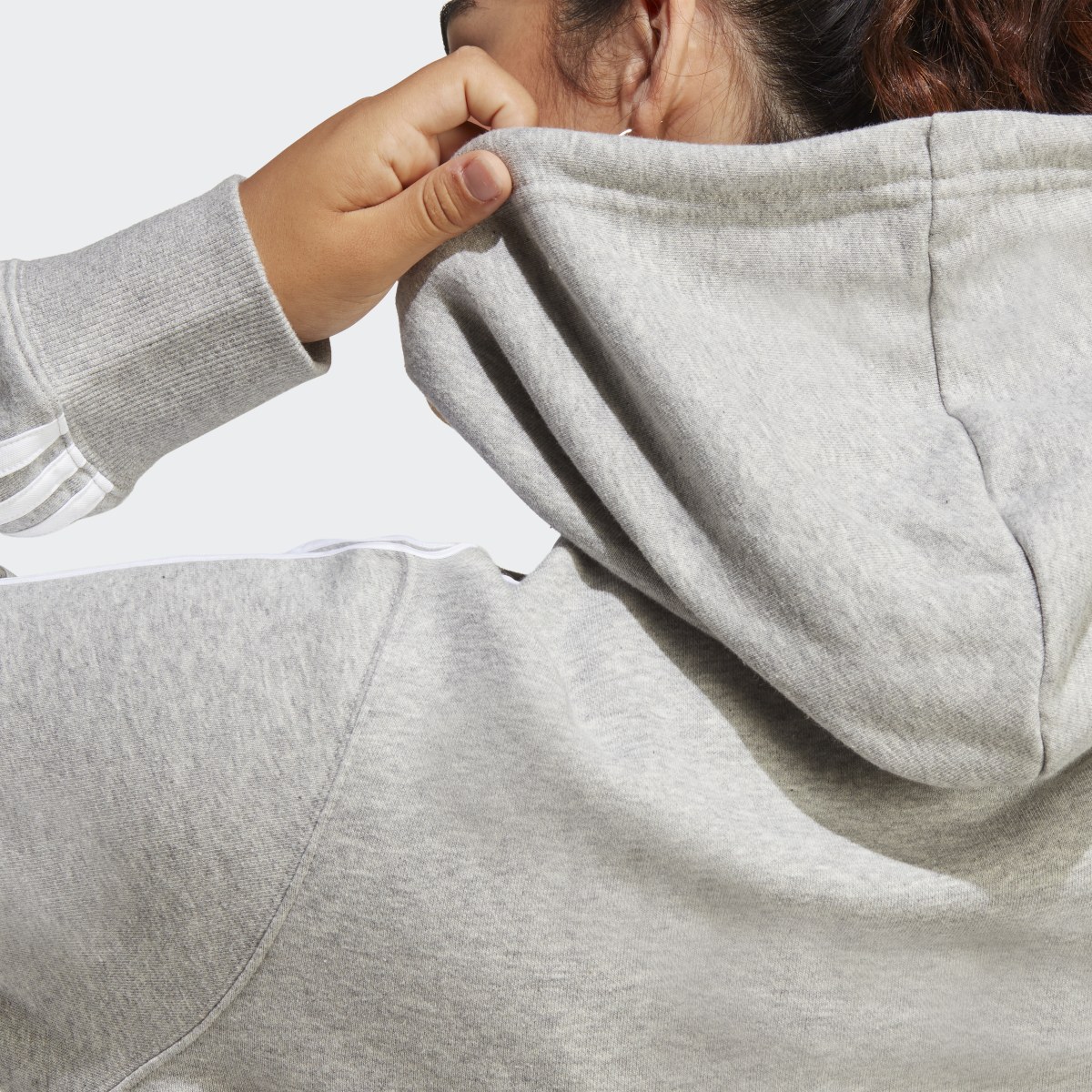 Adidas Sweat-shirt à capuche court en molleton à 3 bandes Essentials (Grandes tailles). 7