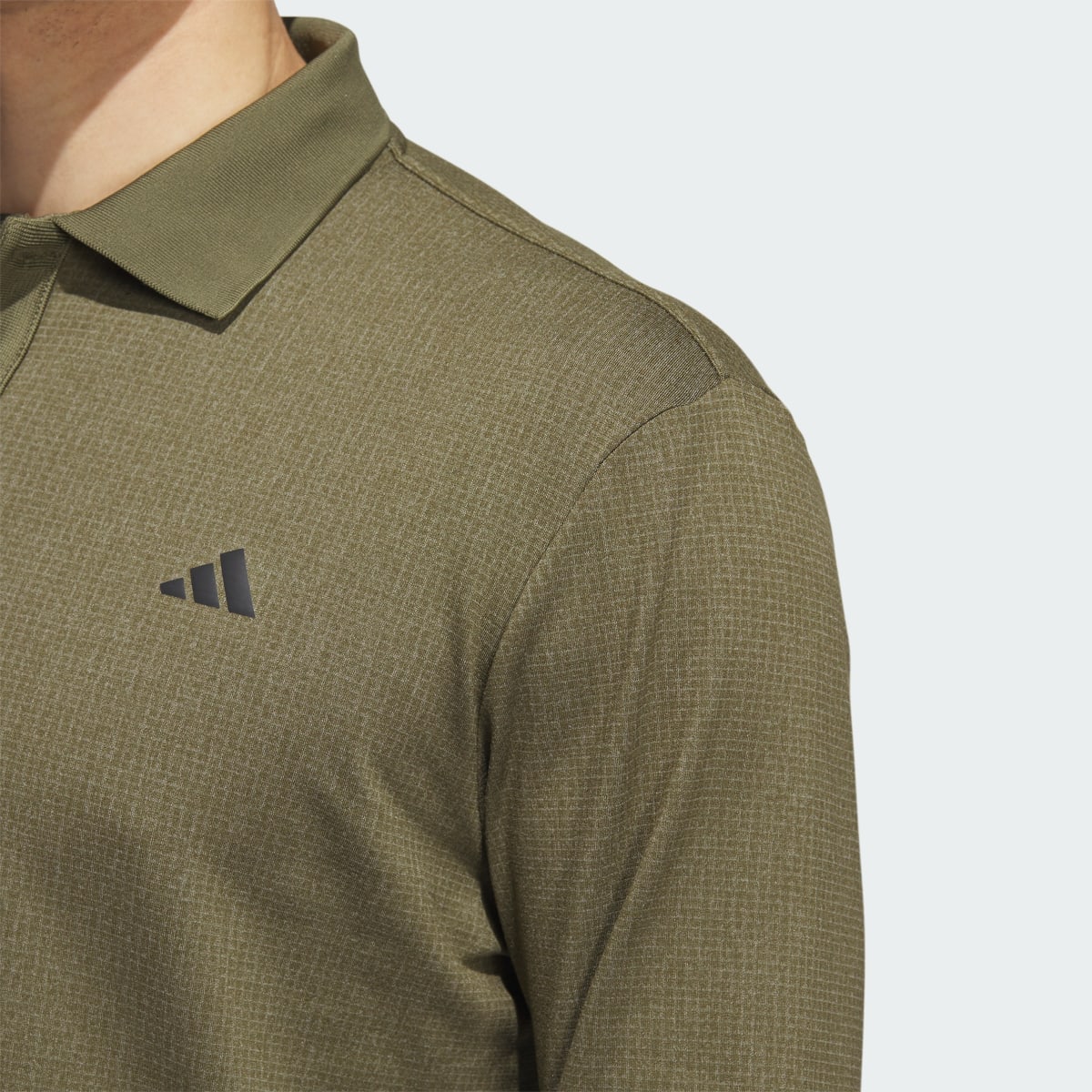 Adidas Essentials Heathered Long Sleeve Golf Polo Shirt. 6