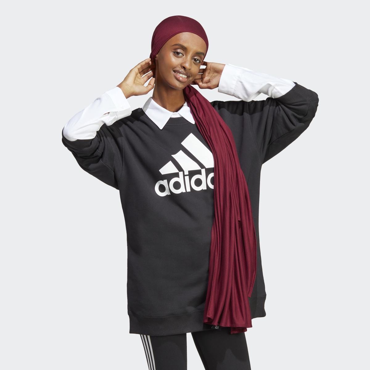 Adidas Sudadera Essentials Logo Extra Grande Tela French Terry Ajuste Holgado. 4