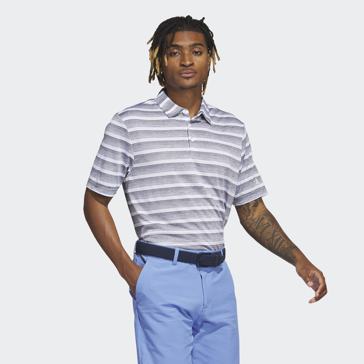 Adidas Two-Color Striped Polo Shirt. 4