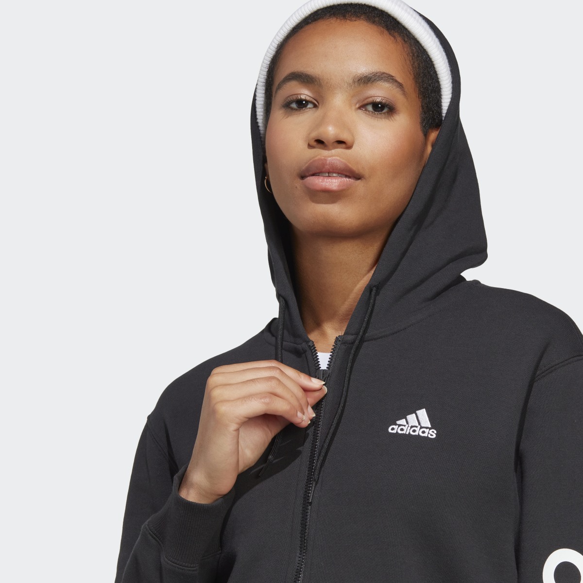 Adidas Veste à capuche entièrement zippée en molleton Essentials Linear (Grandes tailles). 6