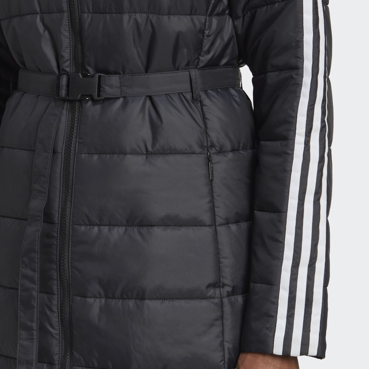 Adidas Chaqueta larga con capucha Premium Slim. 8