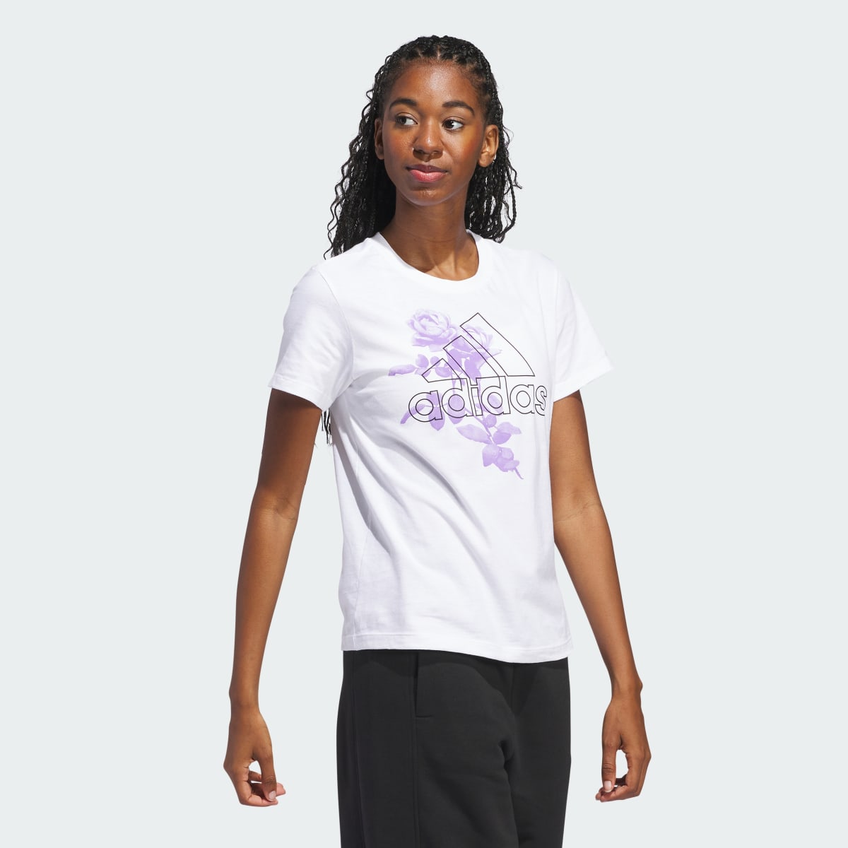 Adidas Outline Rose Graphic Tee. 4