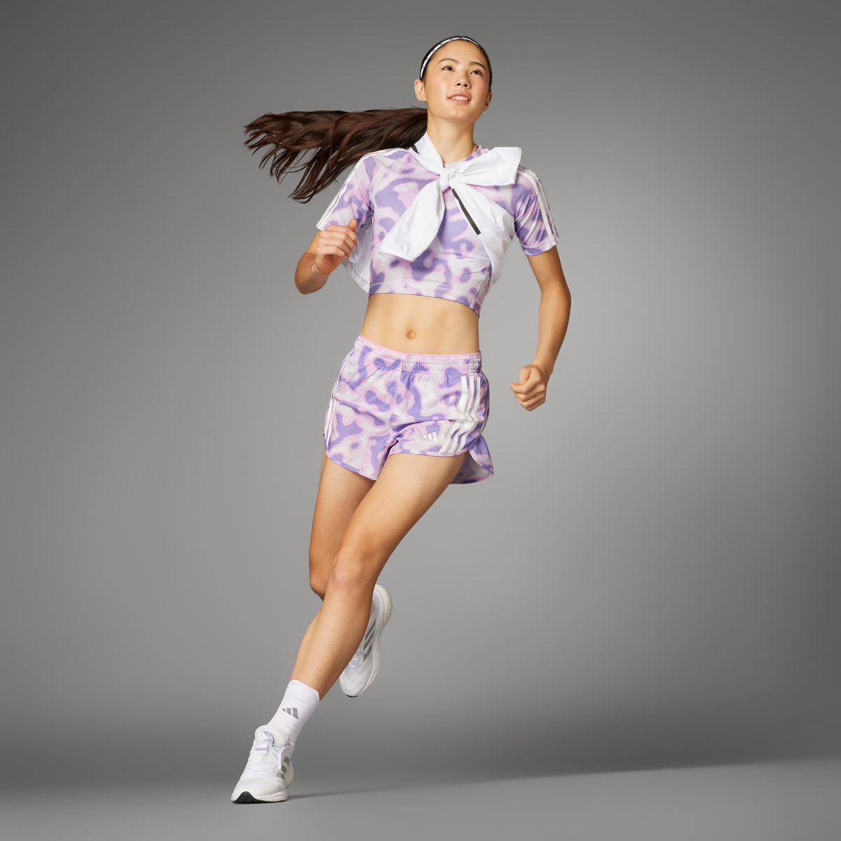 Adidas Own the Run 3-Stripes Allover Print Shorts. 8