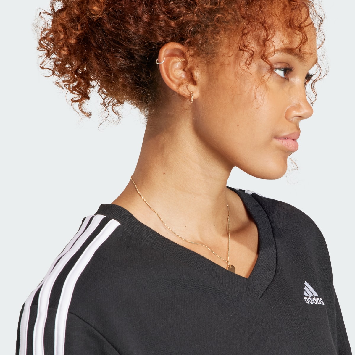 Adidas Essentials 3-Stripes V-Neck Sweatshirt. 6